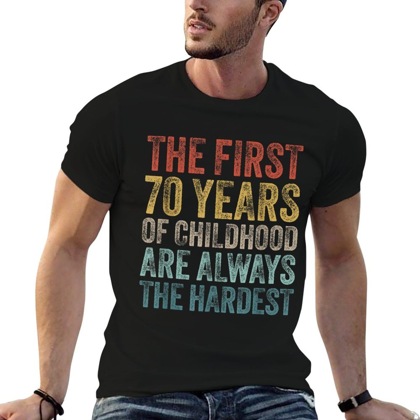 70th Birthday Men 70 Years Old Women Seventy YO Vintage 1955 High-quality Stitching T-Shirt
