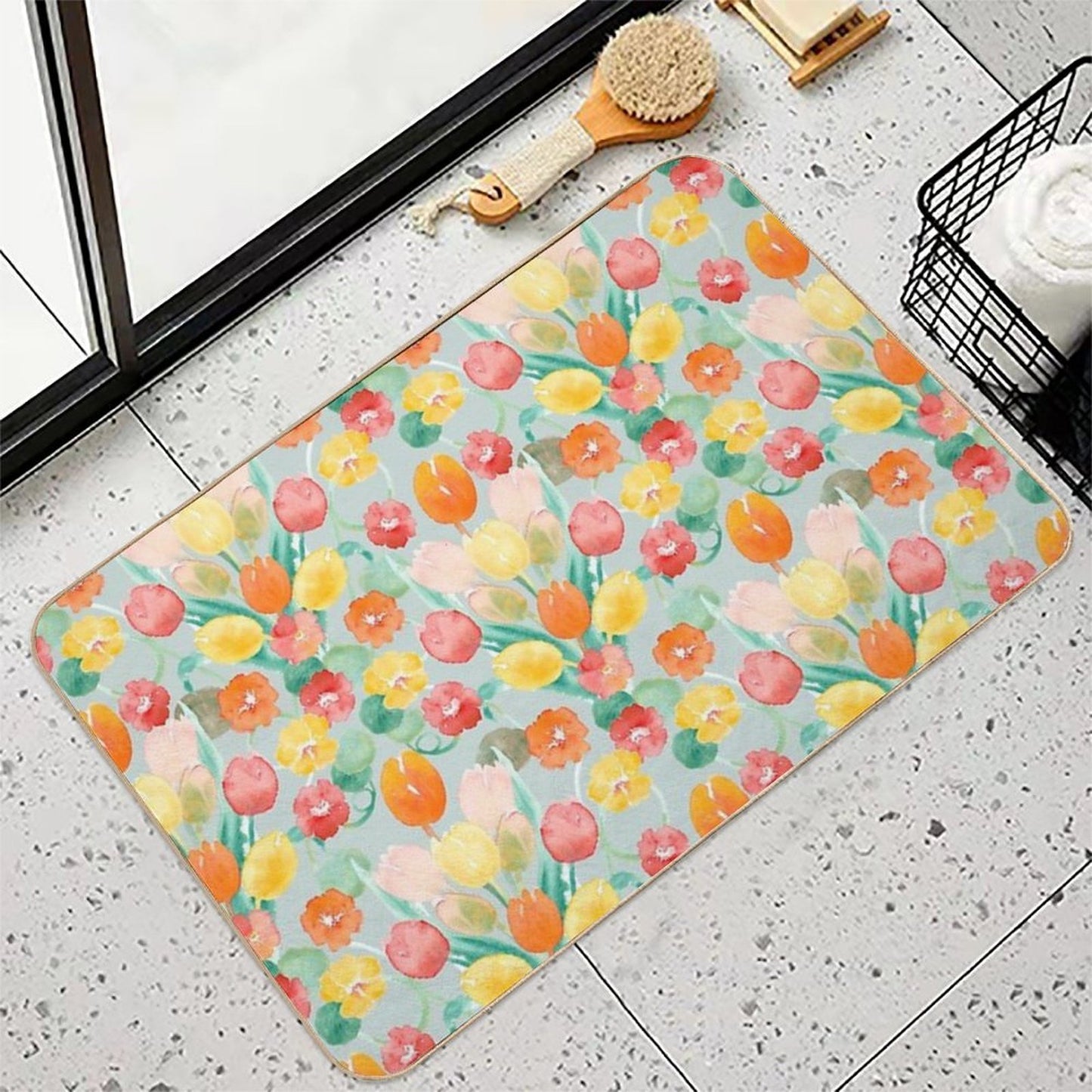 Tulips And Nasturtiums Pet-Safe Bath Mat