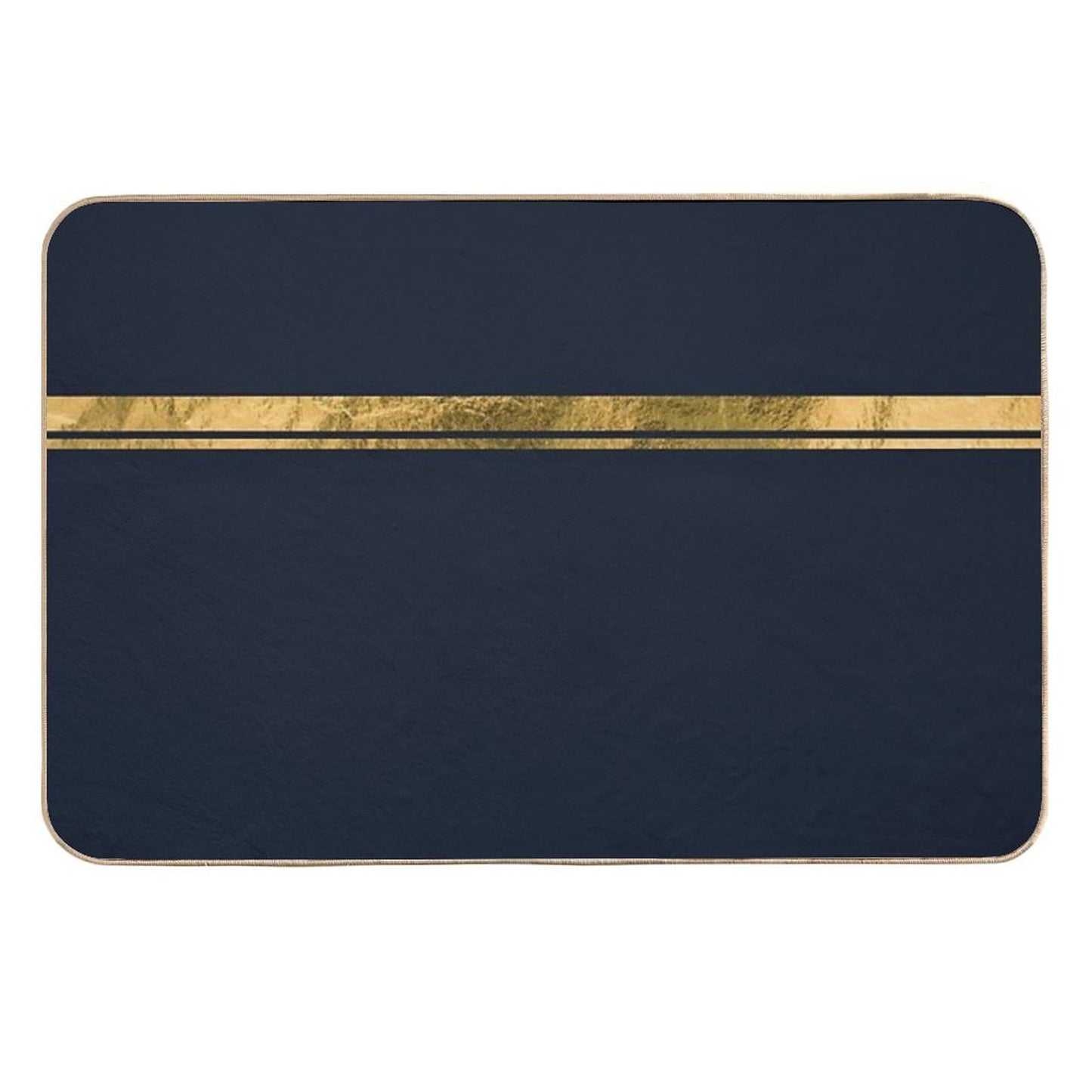 Navy Blue And Gold Minimalist Dirt-Trapping Bath Mat