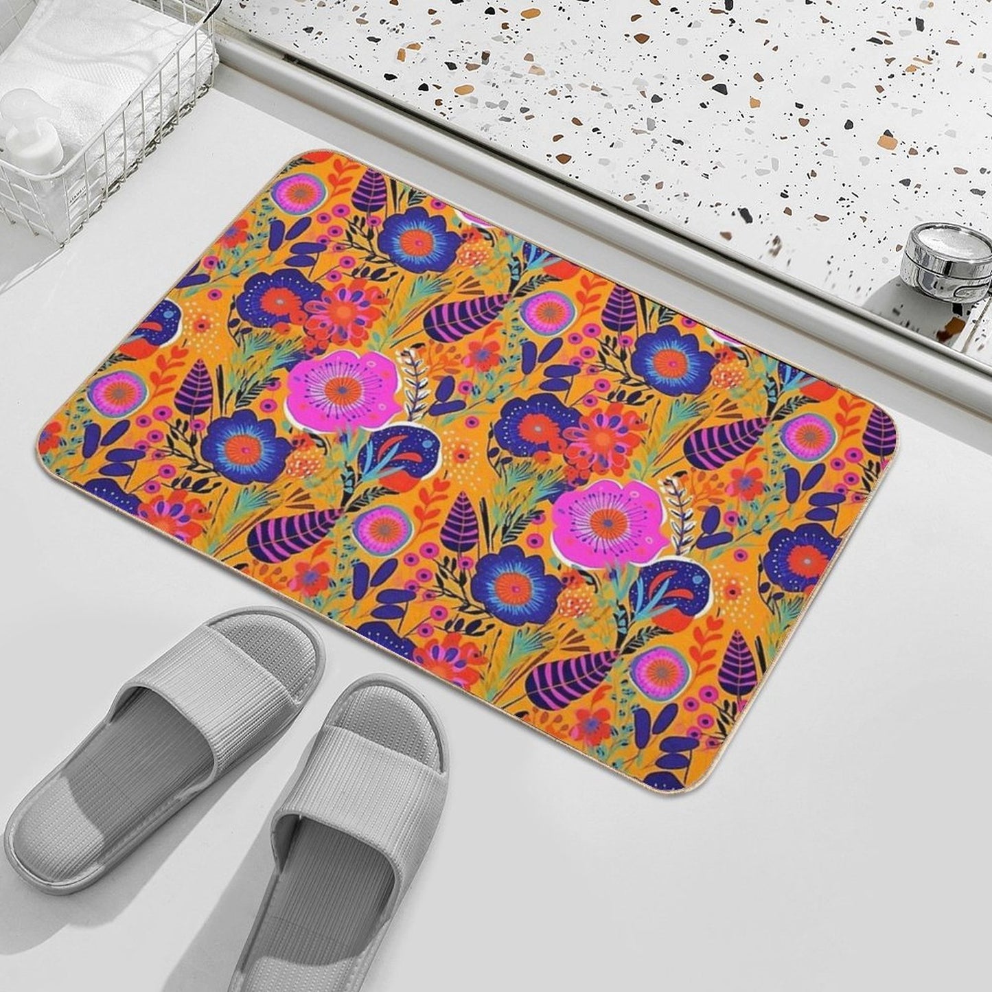 Botanically Bold - 70's Retro Easy To Clean Bath Mat