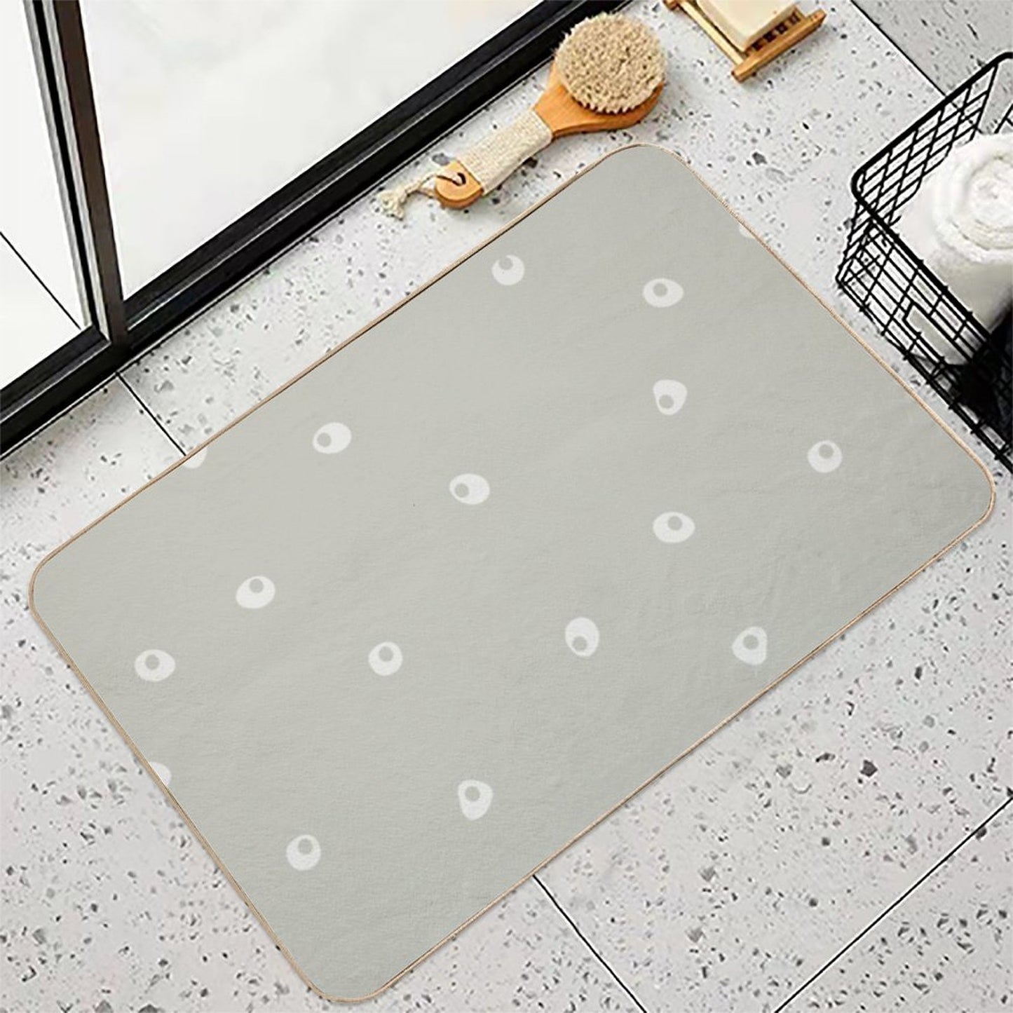 Sage Green Polka Dots Slip-Resistant Bath Mat