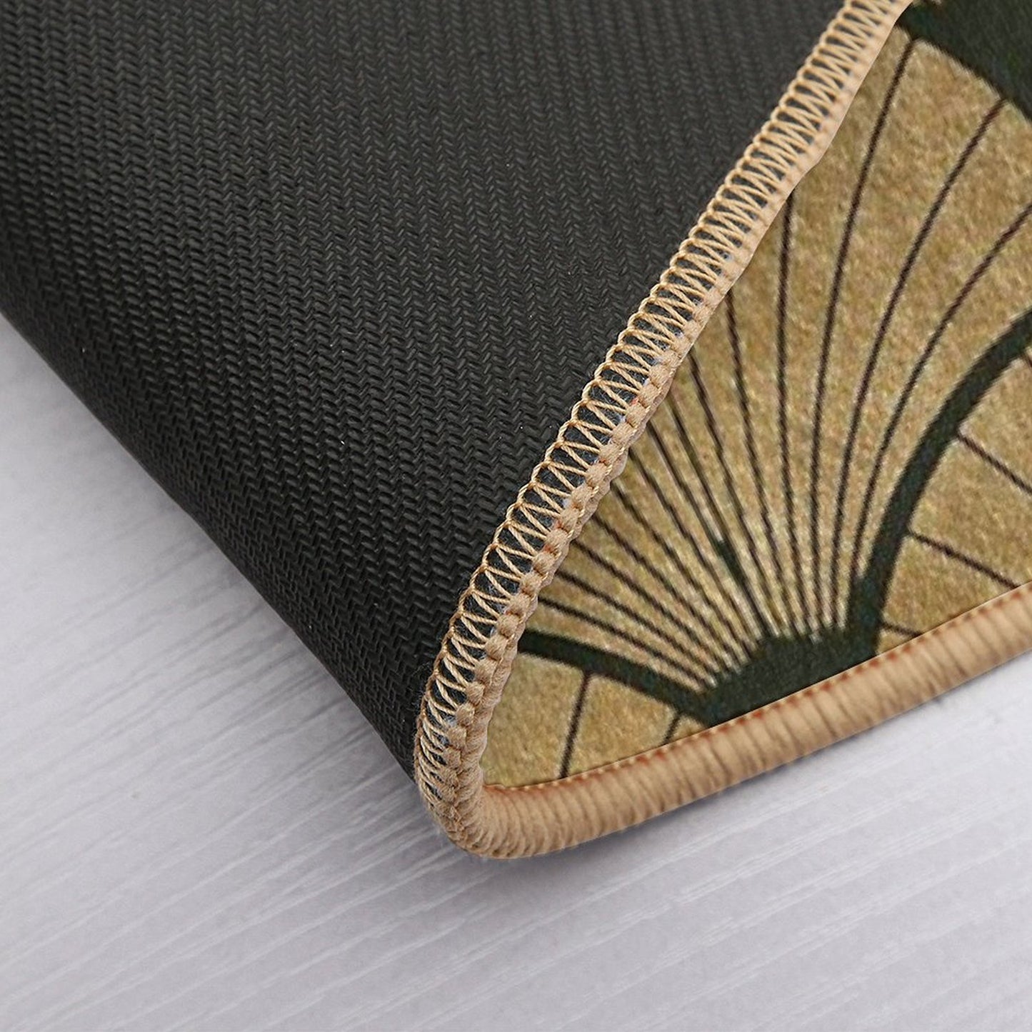 Art Deco Elegance - Golden Fan Fade-Resistant Bath Mat