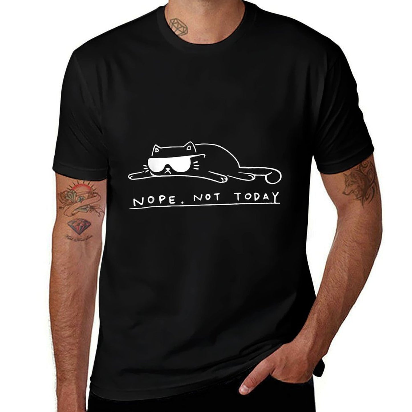 Funny Cat Cat Nope Not Today - Unisex-Kids, Black, S Durable T-Shirt