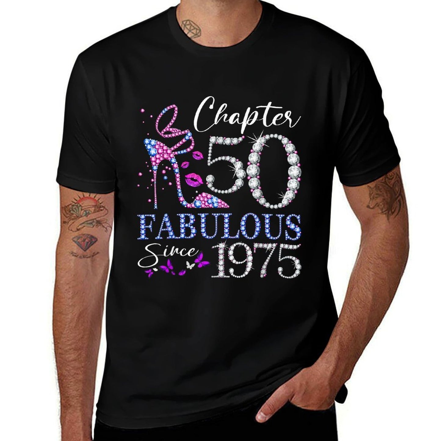 Womens Chapter 50 EST 1975 50 Years Old 50th Birthday Queen Tagless Design T-Shirt