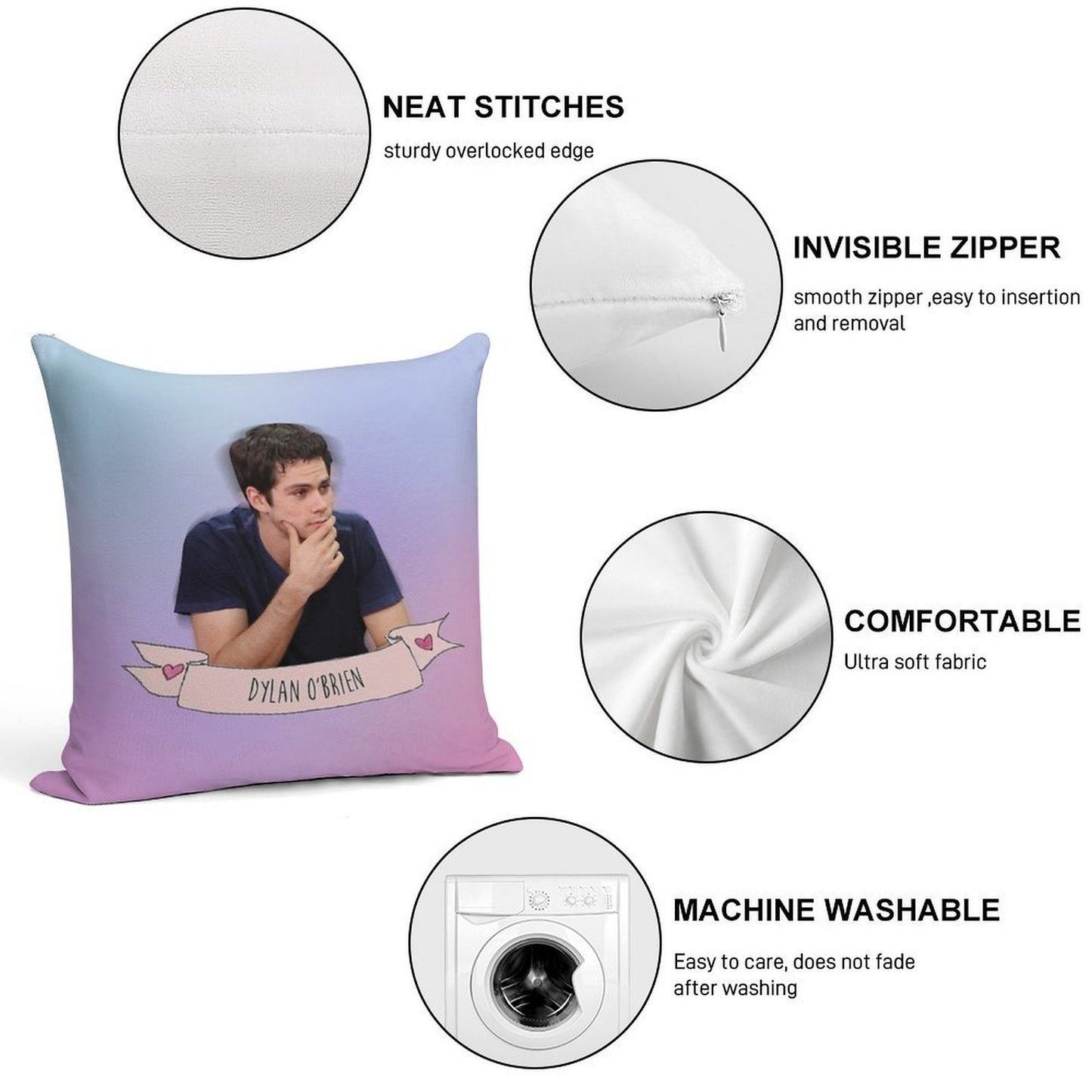 DYLAN O'BRIEN Soft Durable Construction Throw Pillow
