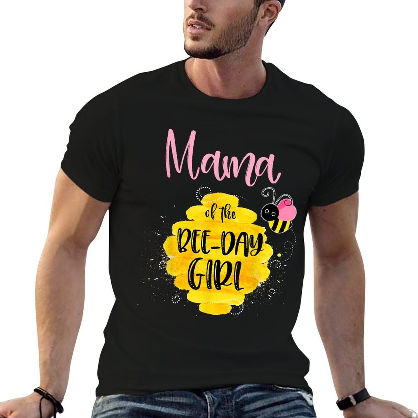 Mama of The Bee-Day Girl Pink Bee Themed Birthday Party Vintage-inspired T-Shirt