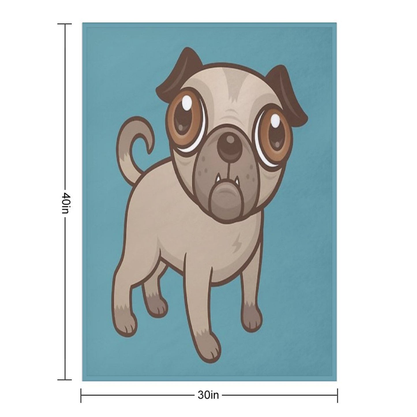 Pug Puppy Cartoon Sustainable Throw Blanket