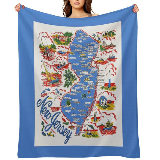 Vintage New Jersey Map Quick-dry Throw Blanket