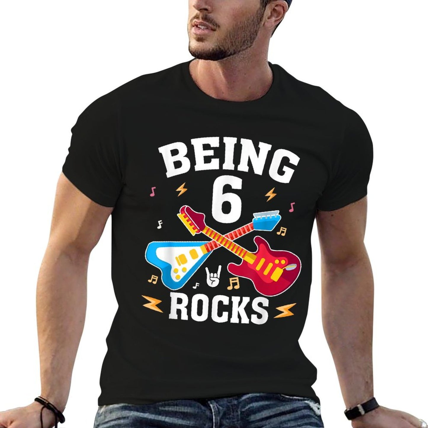 6th Birthday Rock Music 6 Year Old Party Kids Soft T-Shirt