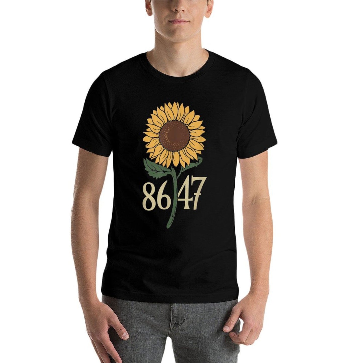 Retro 8647 Subtle Anti Trump 86 47 Floral Boho Style Slim-fit Cut T-Shirt