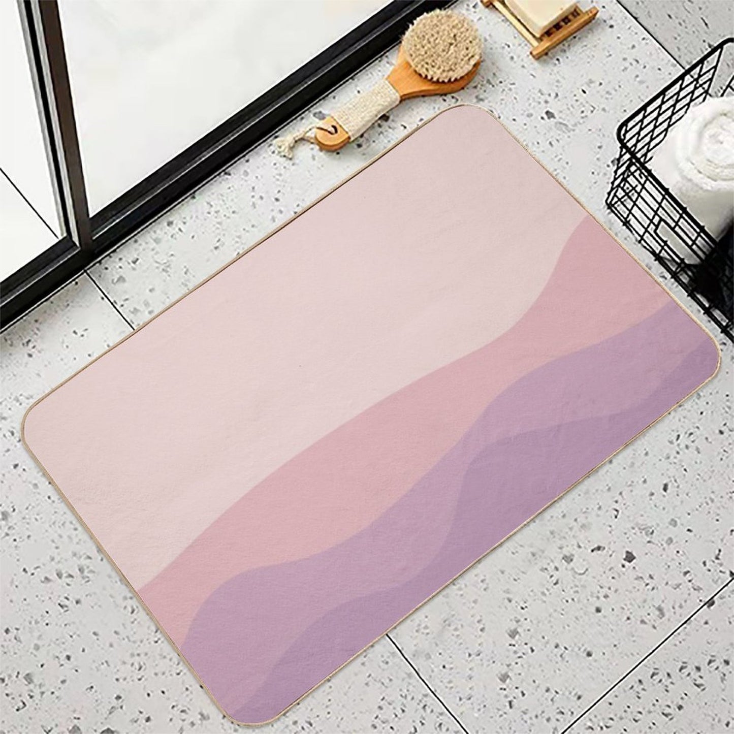 Aesthetic Soft Pink Mountains Absorbent Bath Mat