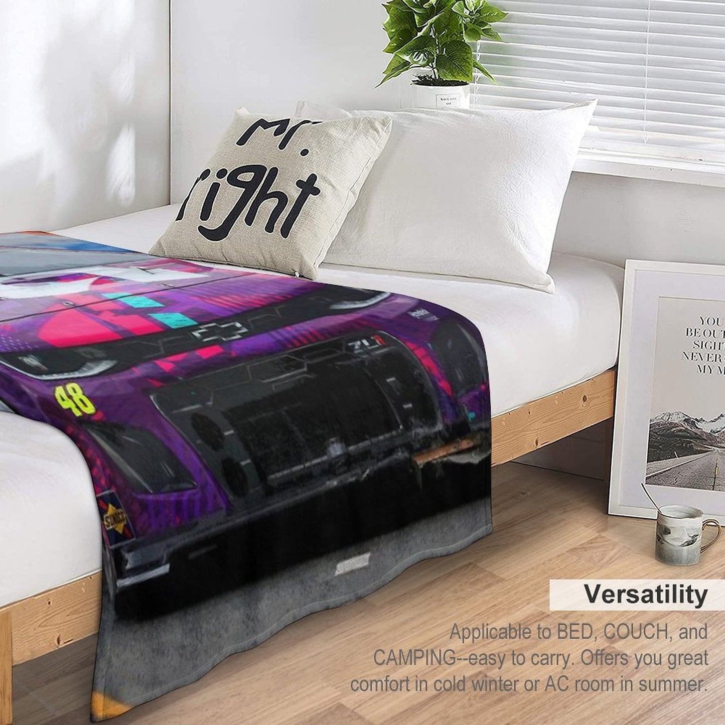 Alex Bowman Racing on The Chicago Street Course 2024 Abstract Easy Care Throw Blanket