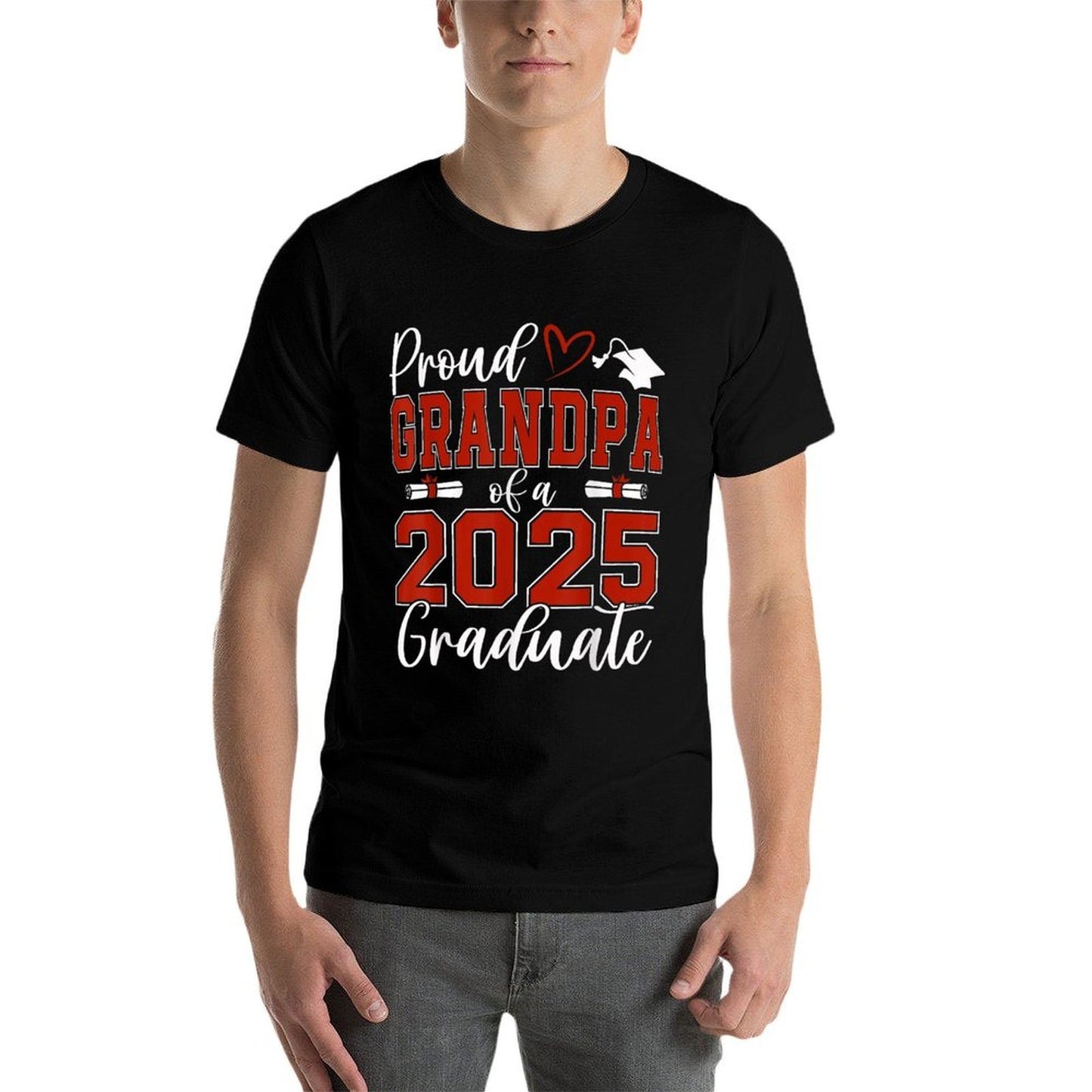 Proud Grandpa of A Class of 2025 Graduate Senior Graduation Polyester Blend T-Shirt