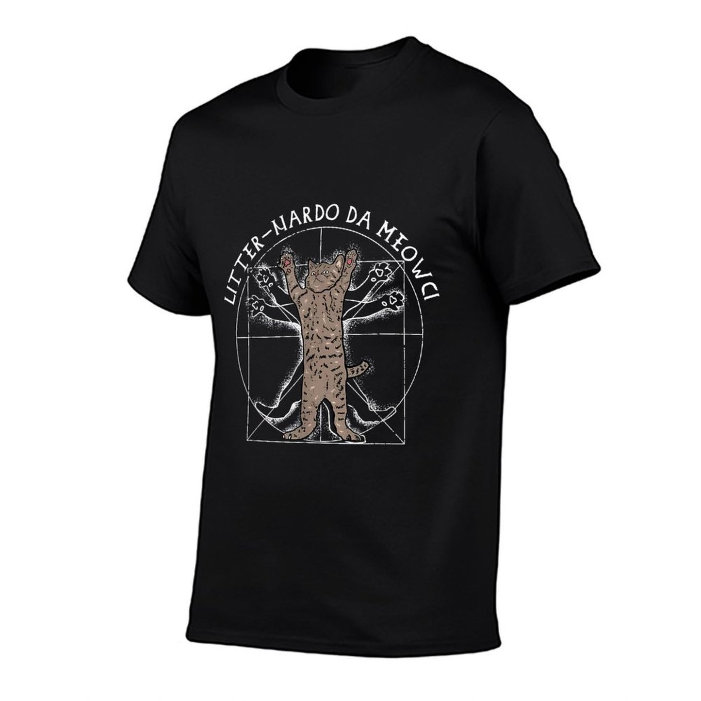 Vitruvian Litter-nardo Da Meowci Cat Meme Trendy Pattern T-Shirt