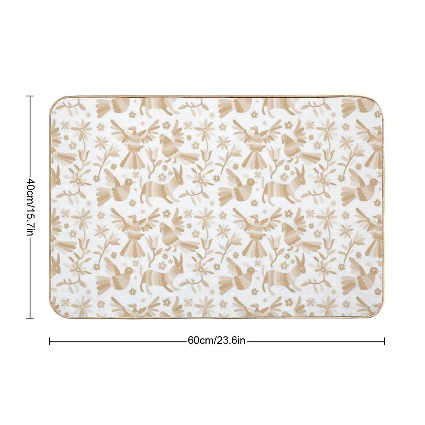 Otomi, Beige Otomi Texture, Neutral Colors, Mexican Otomi, Mexican Art, Light Brown, Mexican Craft, Mexican Folk, Otomi Texture, Slip-Resistant Bath Mat