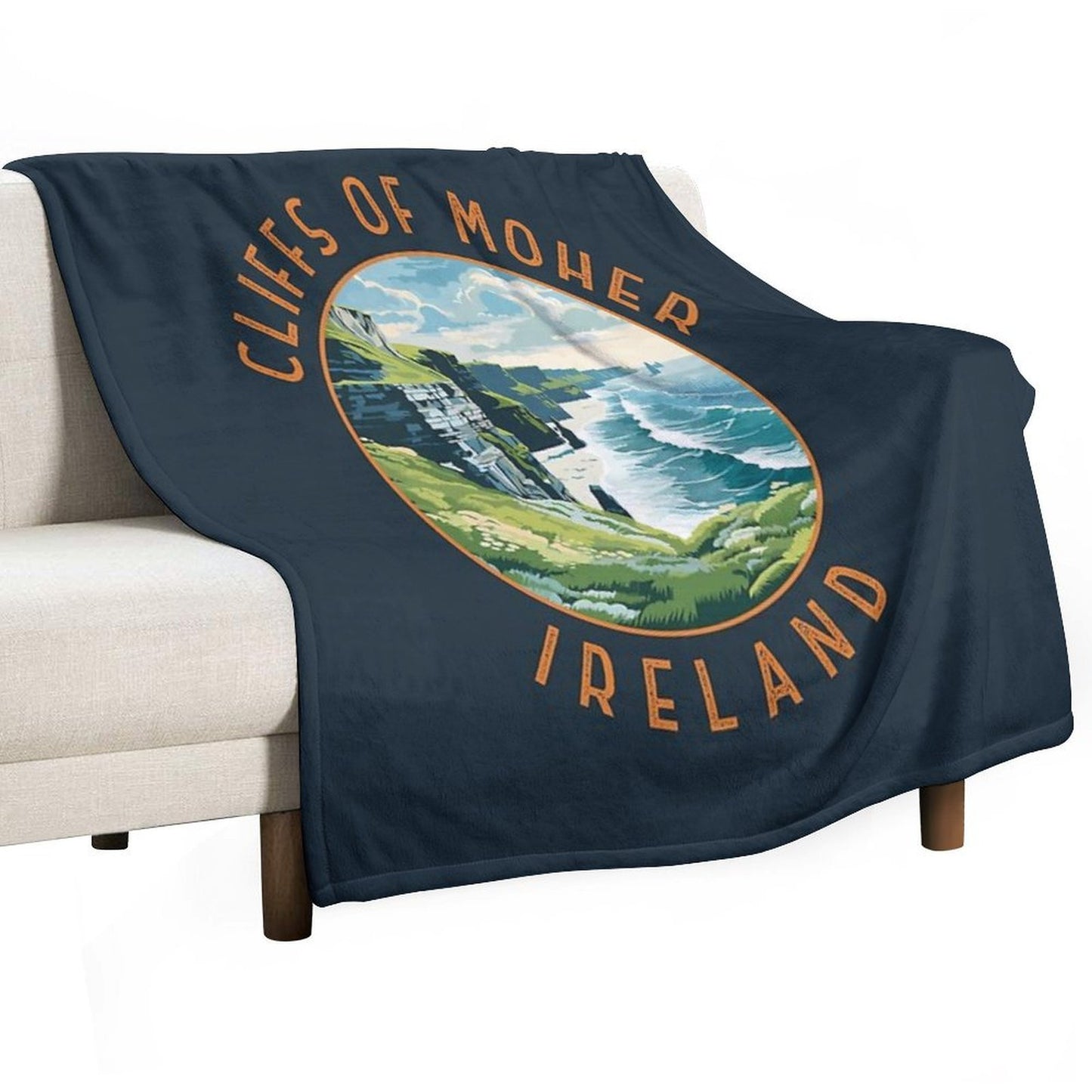 Cliffs of Moher Ireland Retro Distressed Circle Machine-washable Throw Blanket