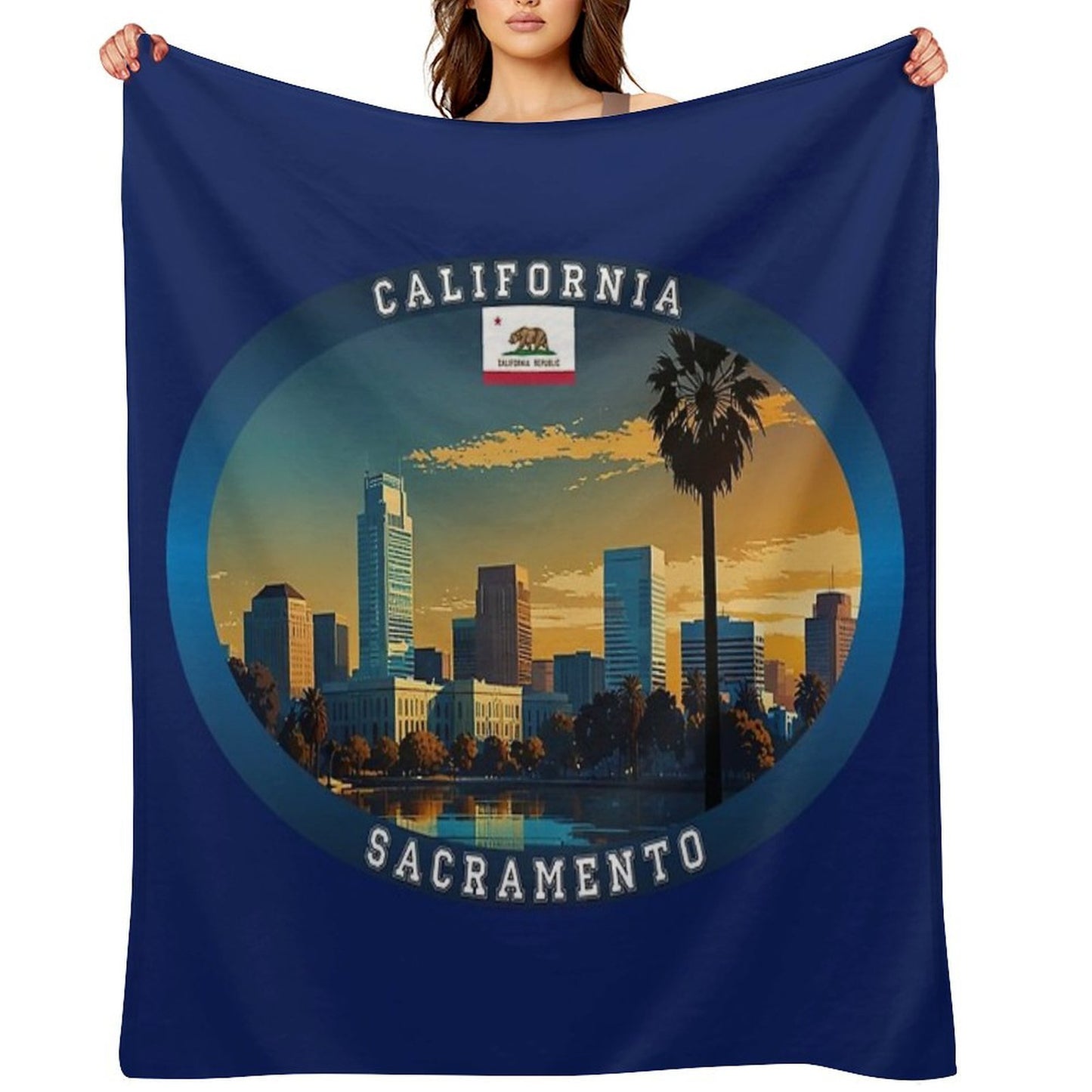Sacramento California Travel Plush Throw Blanket