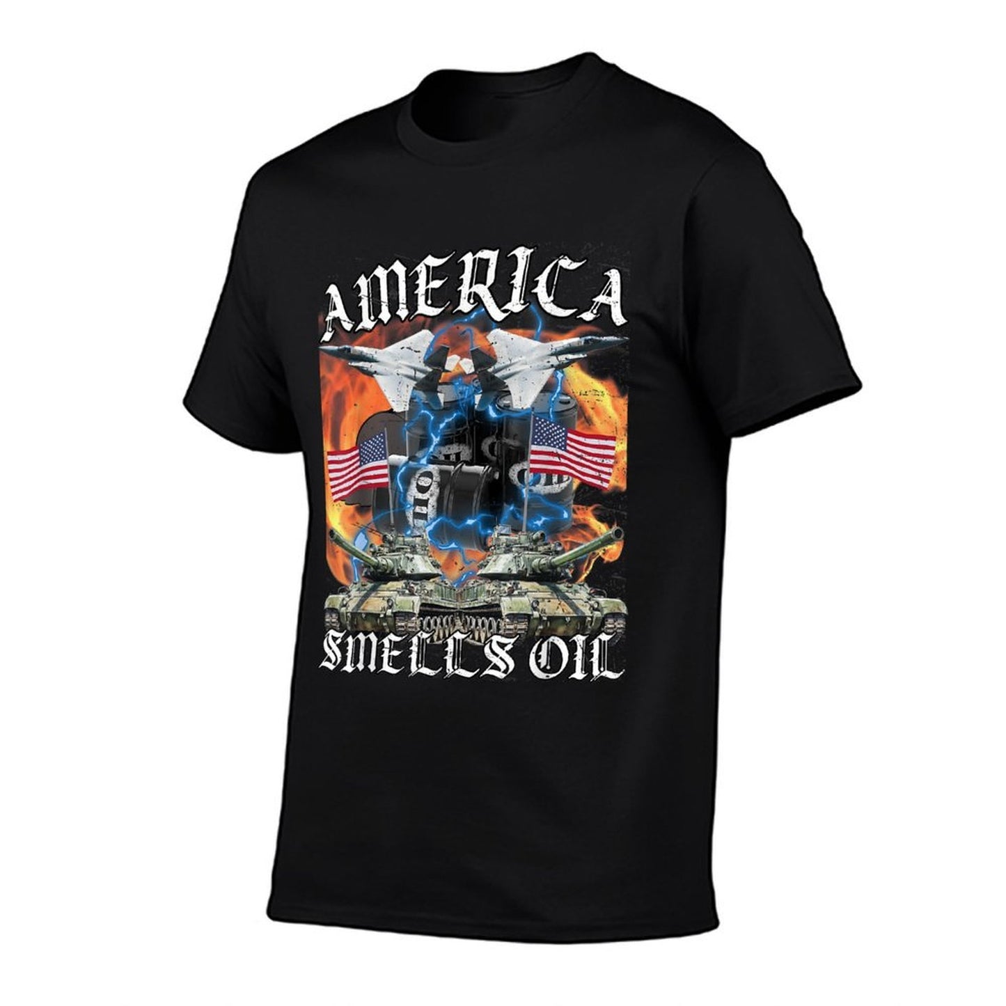 America Smells Oil Funny American Oil Meme Patriotic Graphic-printed T-Shirt