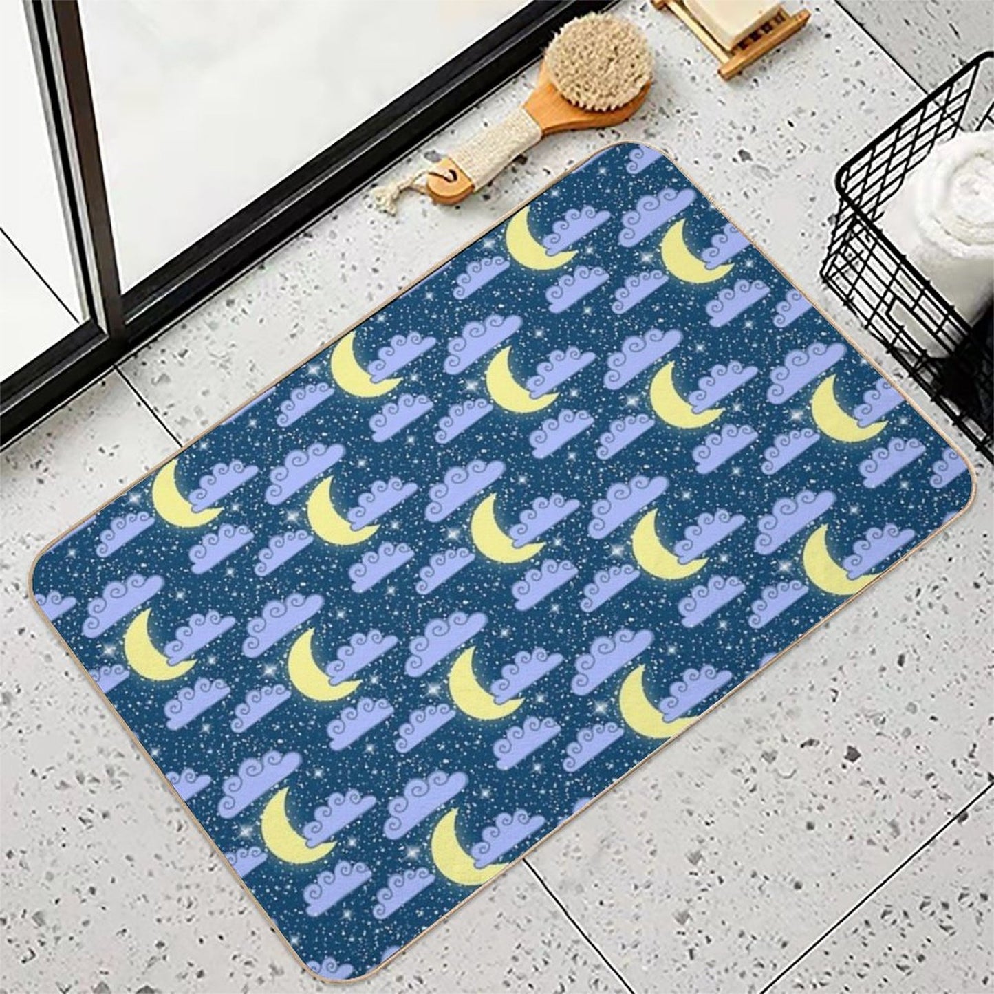 Dreamy Night Sky Pattern Fade-Resistant Bath Mat