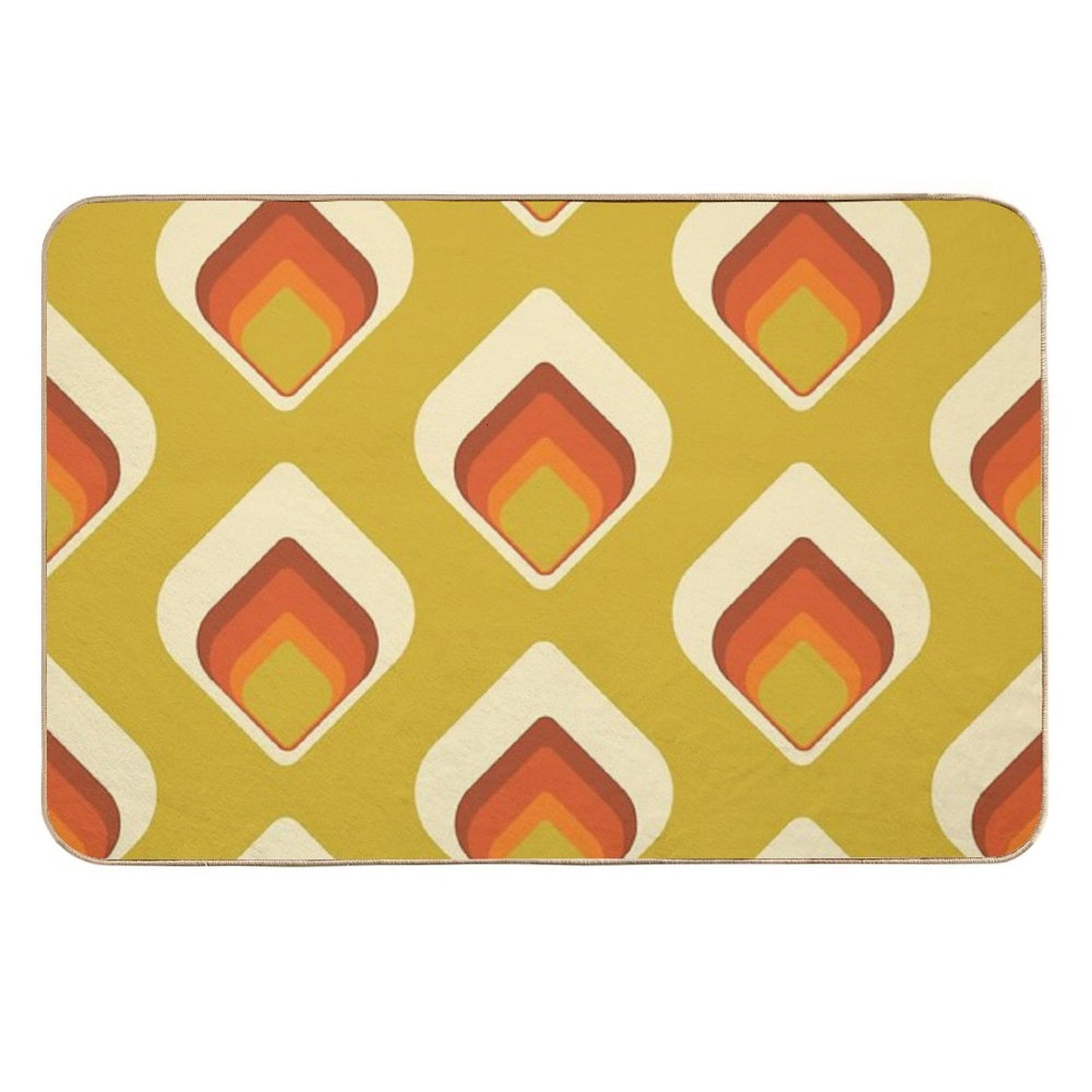 Mid-Century Modern Goldenrod And Cream Tear Drop Rapid-Drying Bath Mat