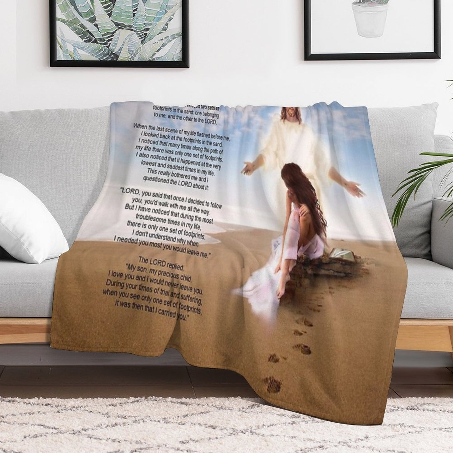 Footprints in The Sand Compact Throw Blanket