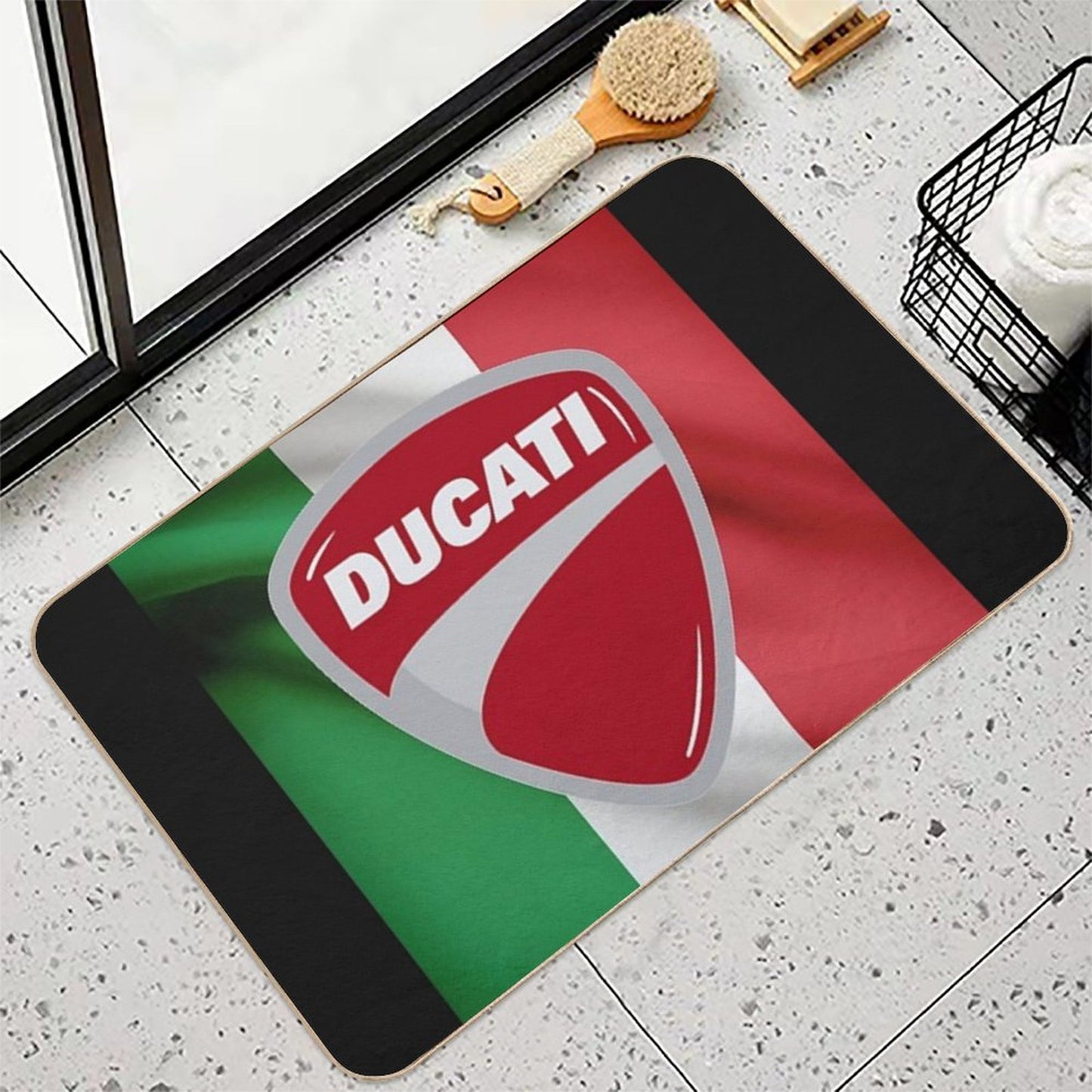 Italian Flag Ducati Badge Non-Slip Bath Mat