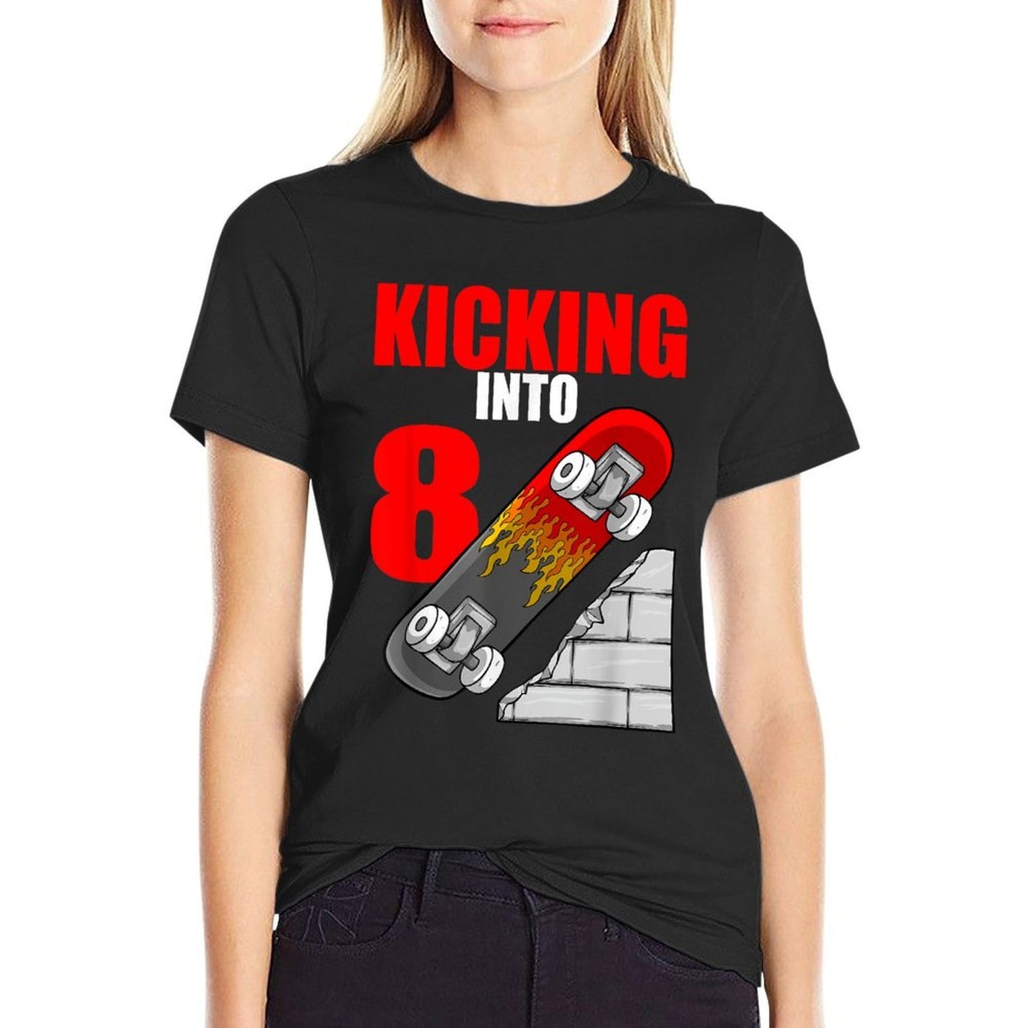 Skateboard Birthday For Boys 8th Birthday Skater Polyester Blend T-Shirt