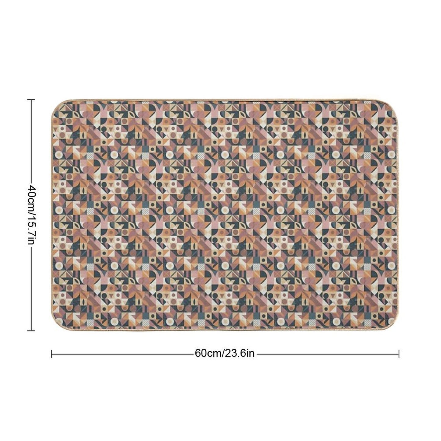 Bauhaus Style Geometric Abstract Pattern Repositionable Bath Mat