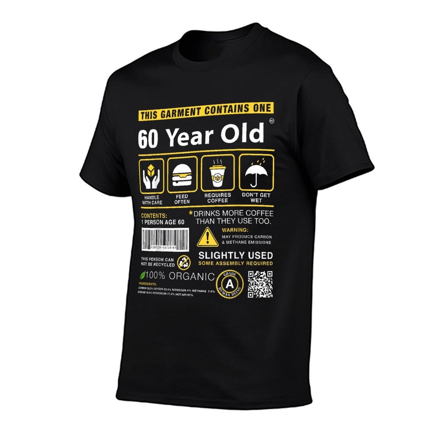 60 Year Old Package Contains Funny 60th Birthday Humor Oversized Silhouette T-Shirt