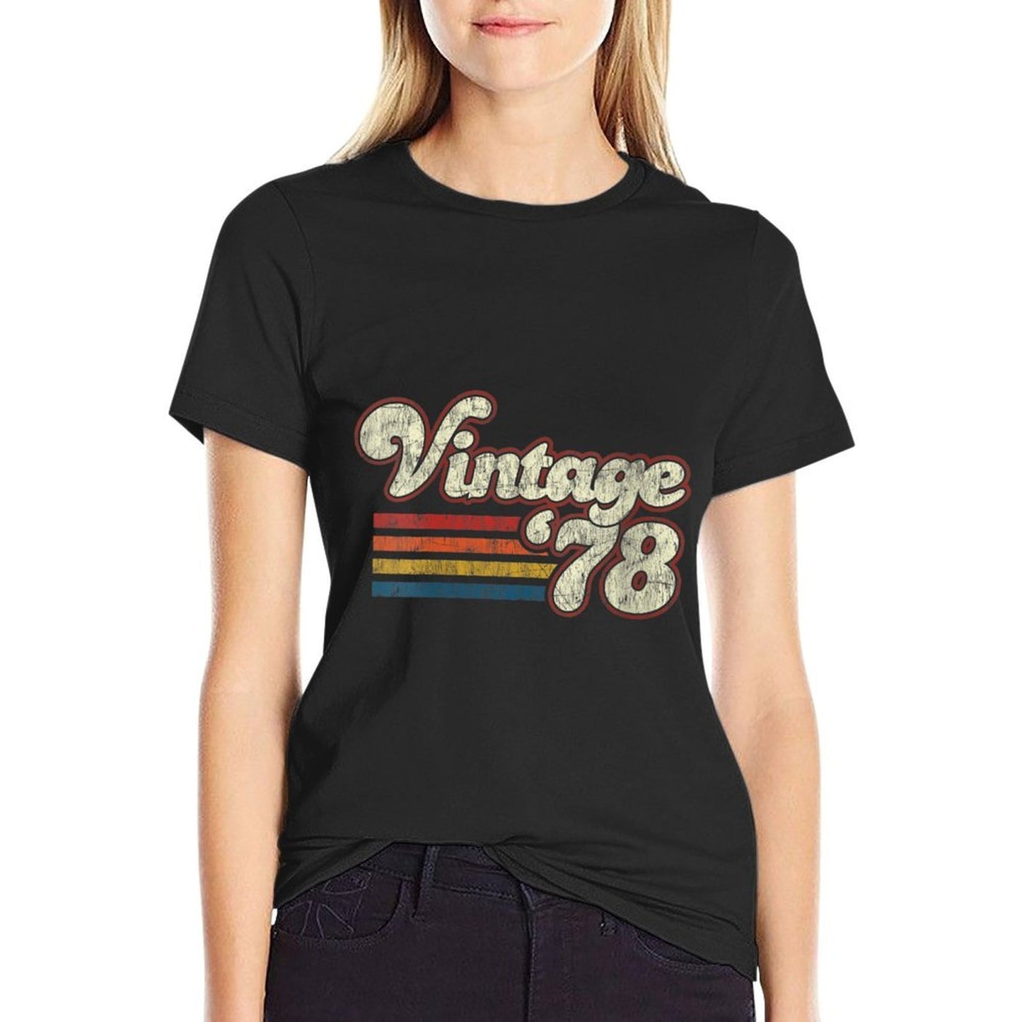 Womens Retro Vintage 1978 44 Birthday Stretchy T-Shirt