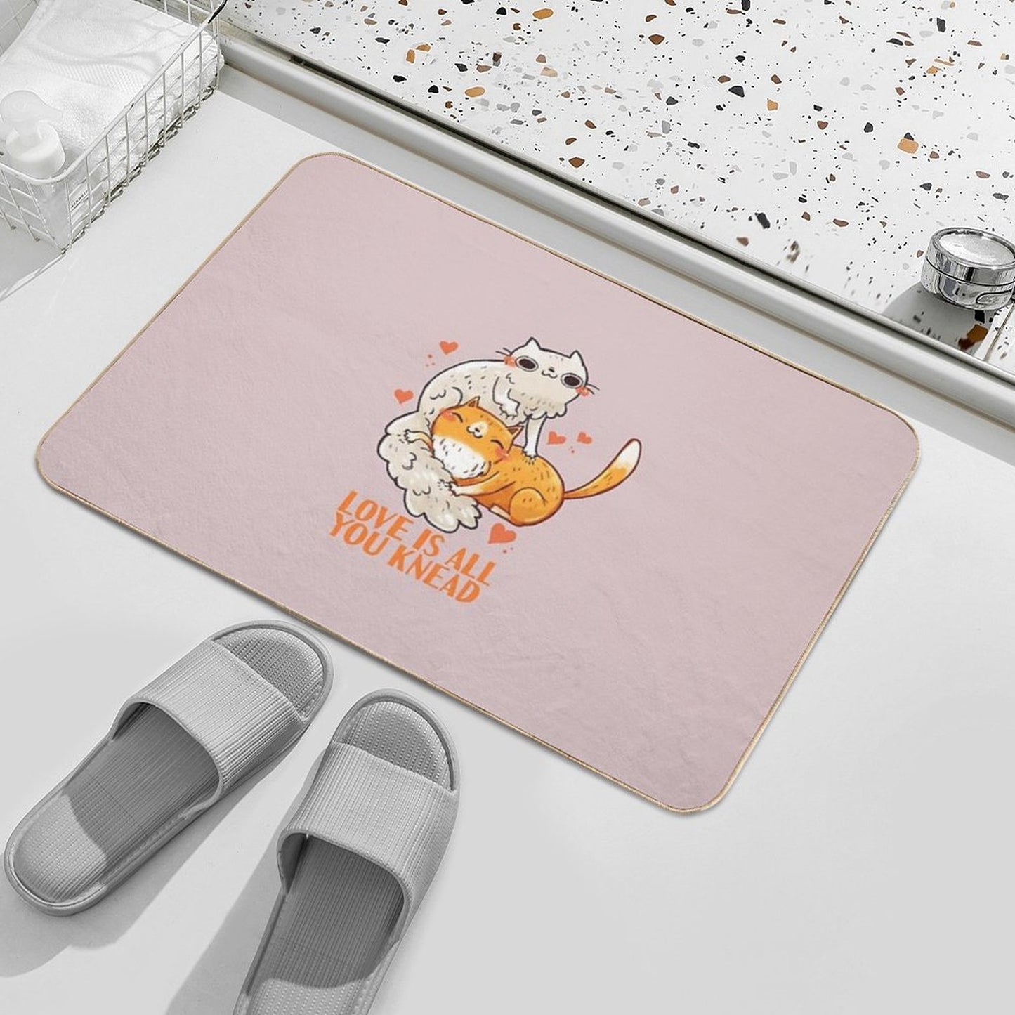 Cute Cats - Love Is All You Knead Fade-Resistant Bath Mat