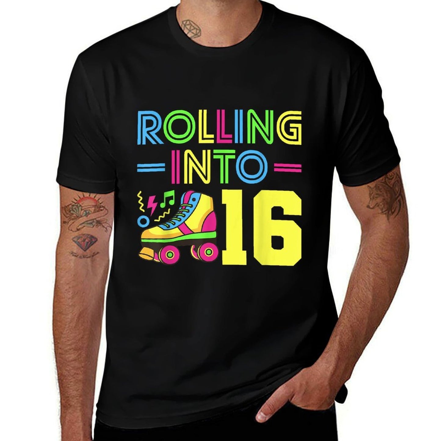 Rolling Into 16 Year Old 80's Outfitn Girl 16th Birthday  Polyester Blend T-Shirt