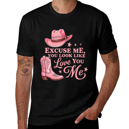 Womens Funny Excuse Me You Look Like You Love Me Funny Boots Memes  Relaxed-fit T-Shirt