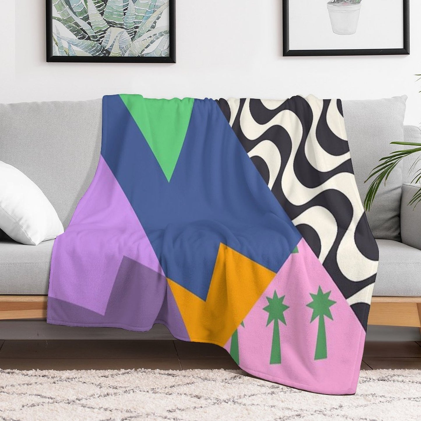 Colorful Abstract Geometric Pop Art Travel-friendly Throw Blanket