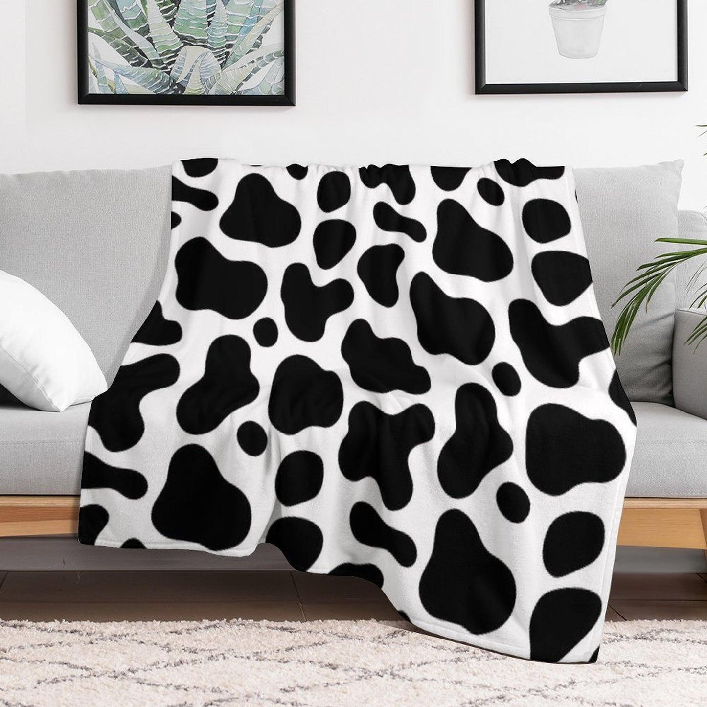 Cow Pattern Eco-conscious Throw Blanket