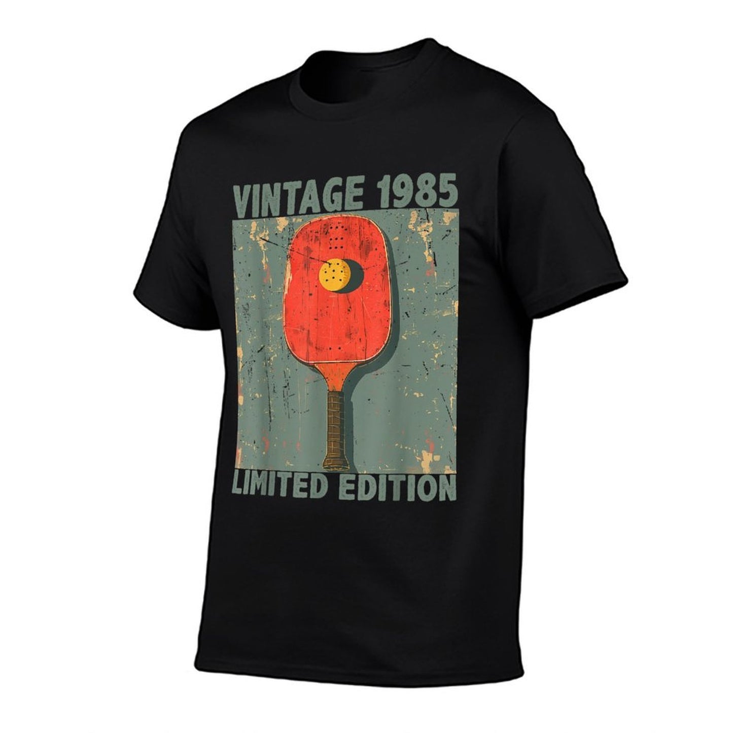 40 Years Old Gift Vintage 1985 Pickleball 41st Birthday Ribbed Collar T-Shirt