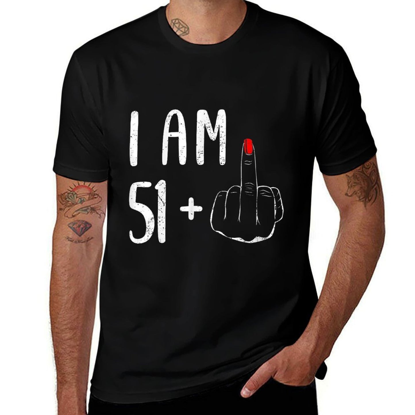 Womens I Am 51 Plus 1 Middle Finger For A 52nd Birthday Trendy Pattern T-Shirt
