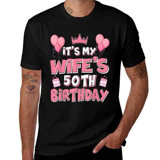 Balloons It's My Wife's 50th Birthday 1975 50 Years Old  Oversized Silhouette T-Shirt