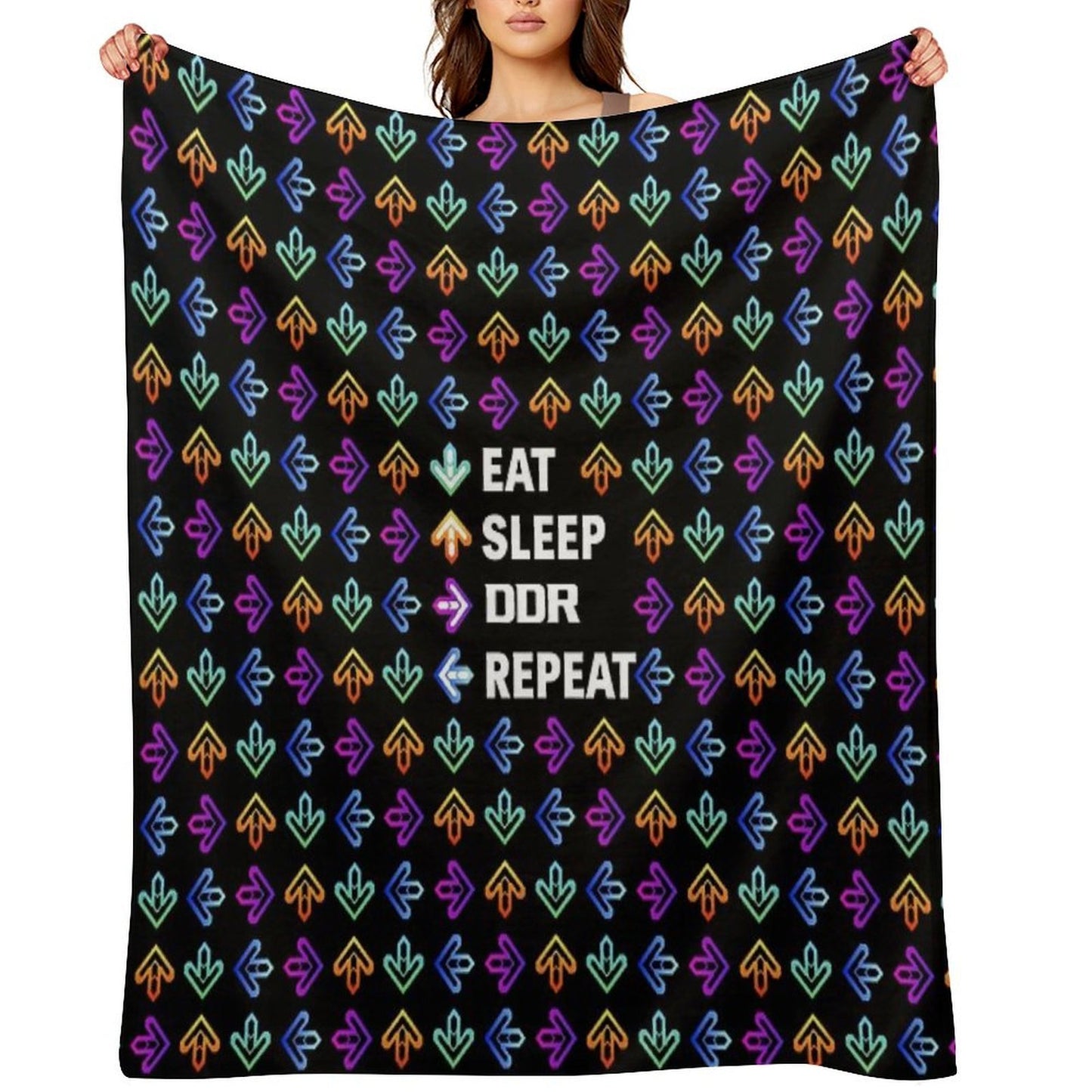 Eat. Sleep. DDR. Repeat. - White Machine-washable Throw Blanket