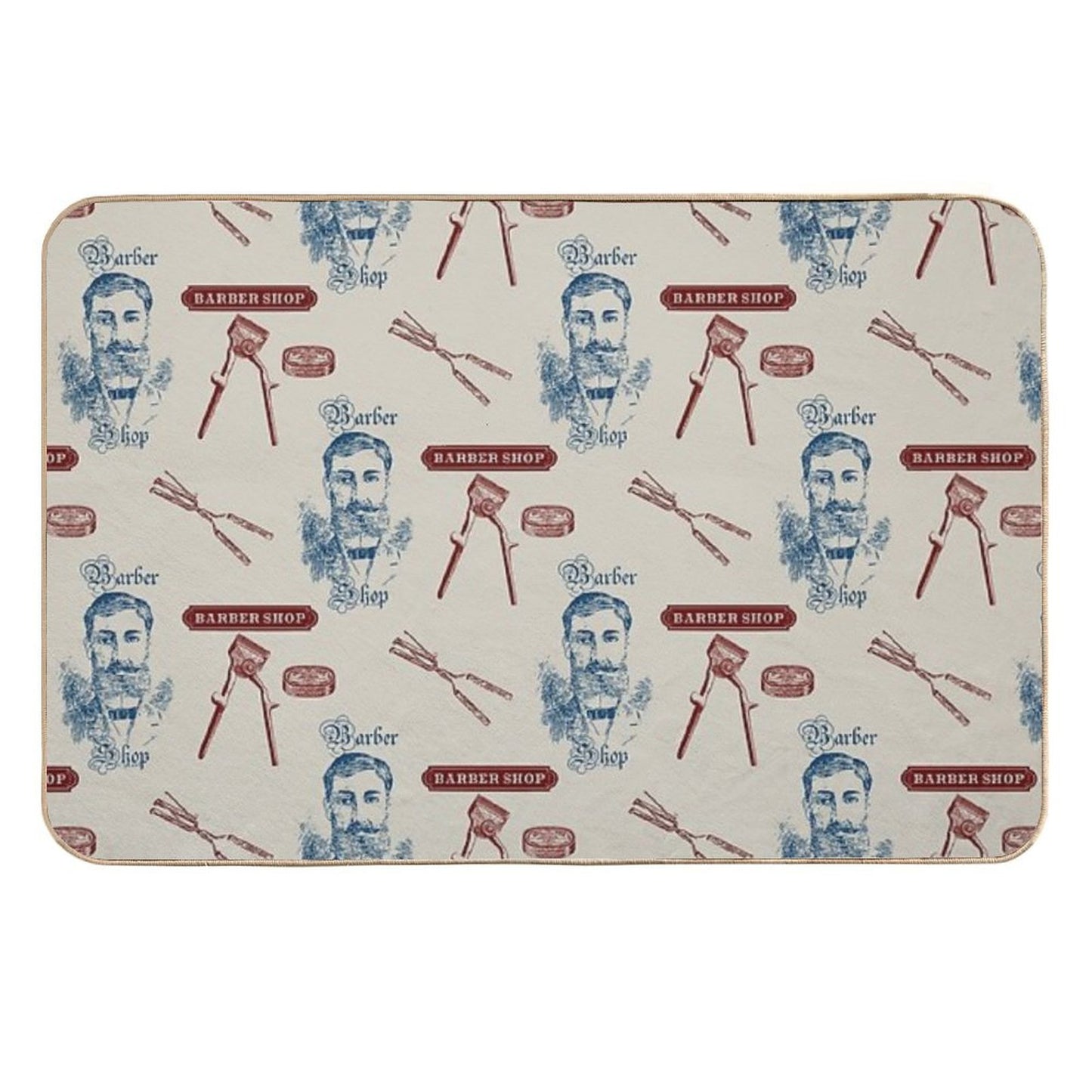 Vintage Barber Shop Mustache Easy Maintenance Bath Mat