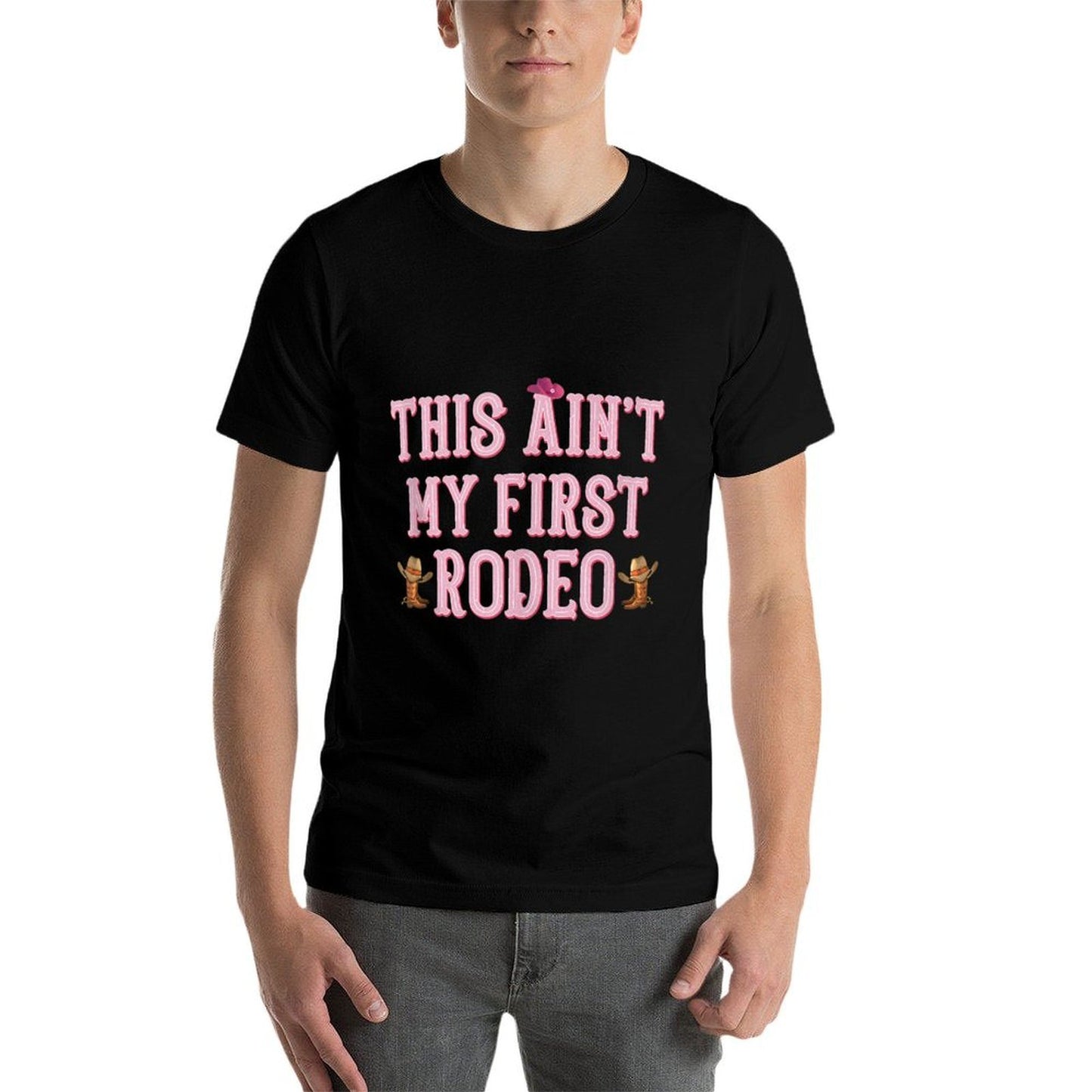 This Aint My First Rodeo Cowgirl Rodeos for Women Ribbed Collar T-Shirt