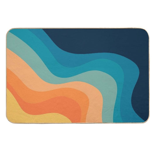 Retro Style Waves Decoration Durable Bath Mat