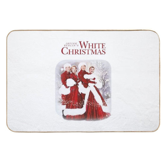 Retro Irving Berlins White Christmas  Easy Maintenance Bath Mat