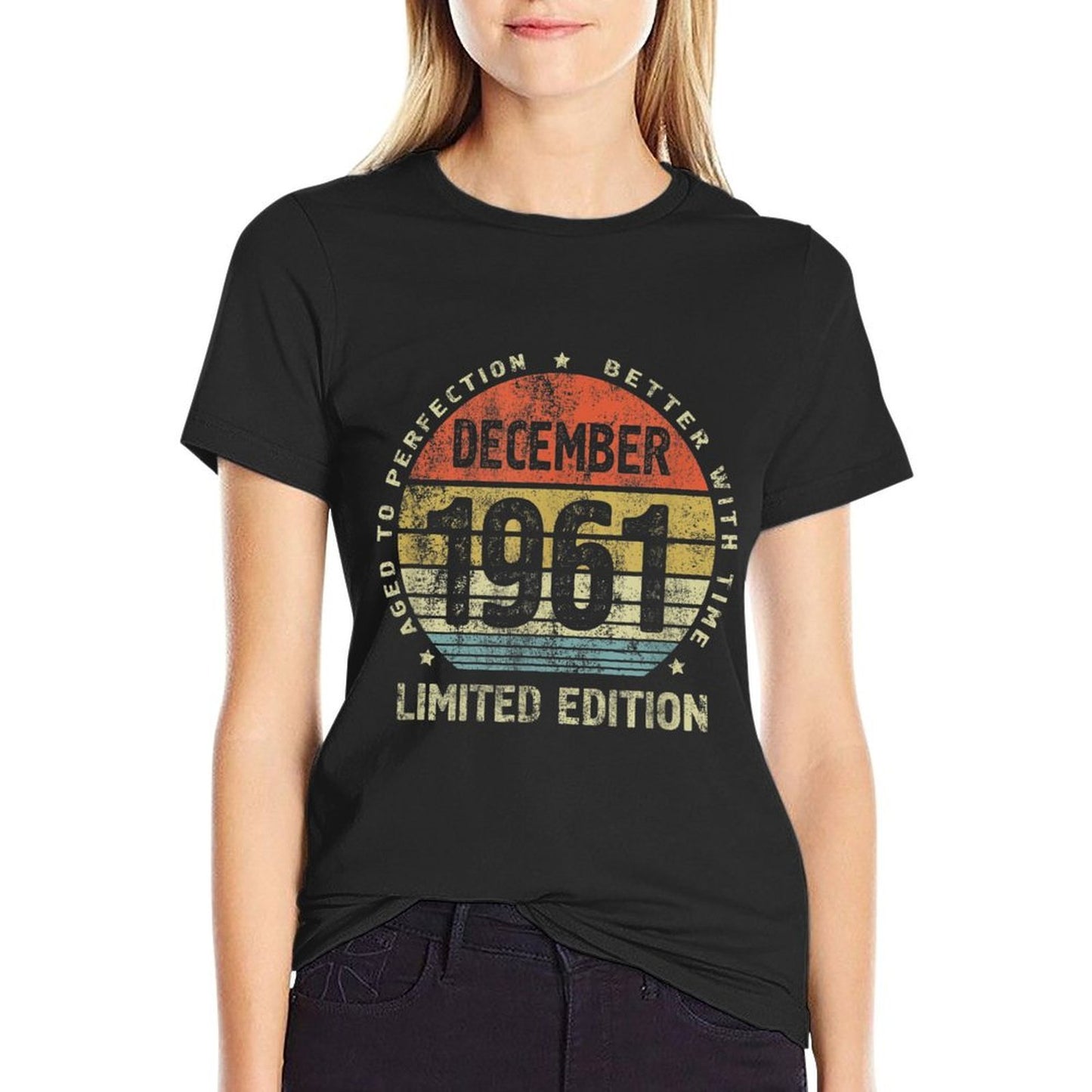 60th Birthday Ideas for Women Or Men - Born in 1961 Fade-proof Color T-Shirt