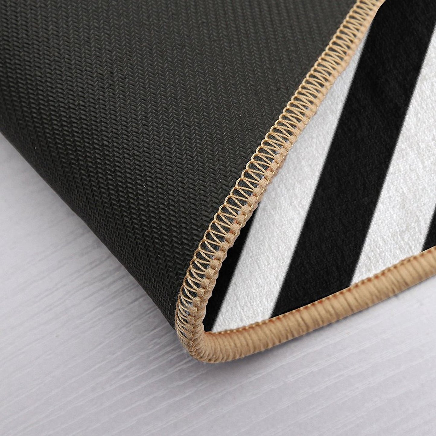 Black And White Geometric Lines Slip-Resistant Bath Mat