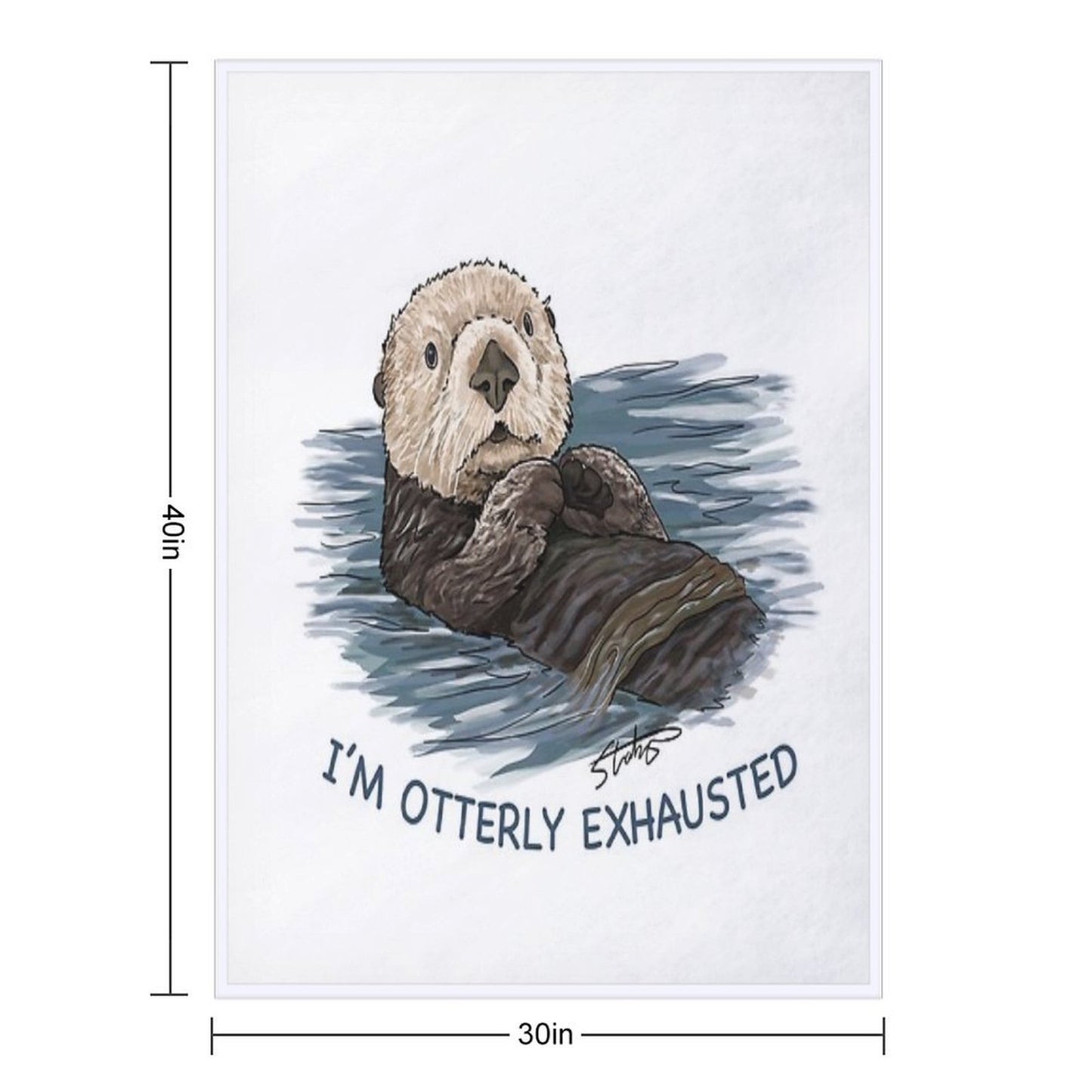 Sea Otter Sketch I'm Otterly Exhausted Durable Throw Blanket