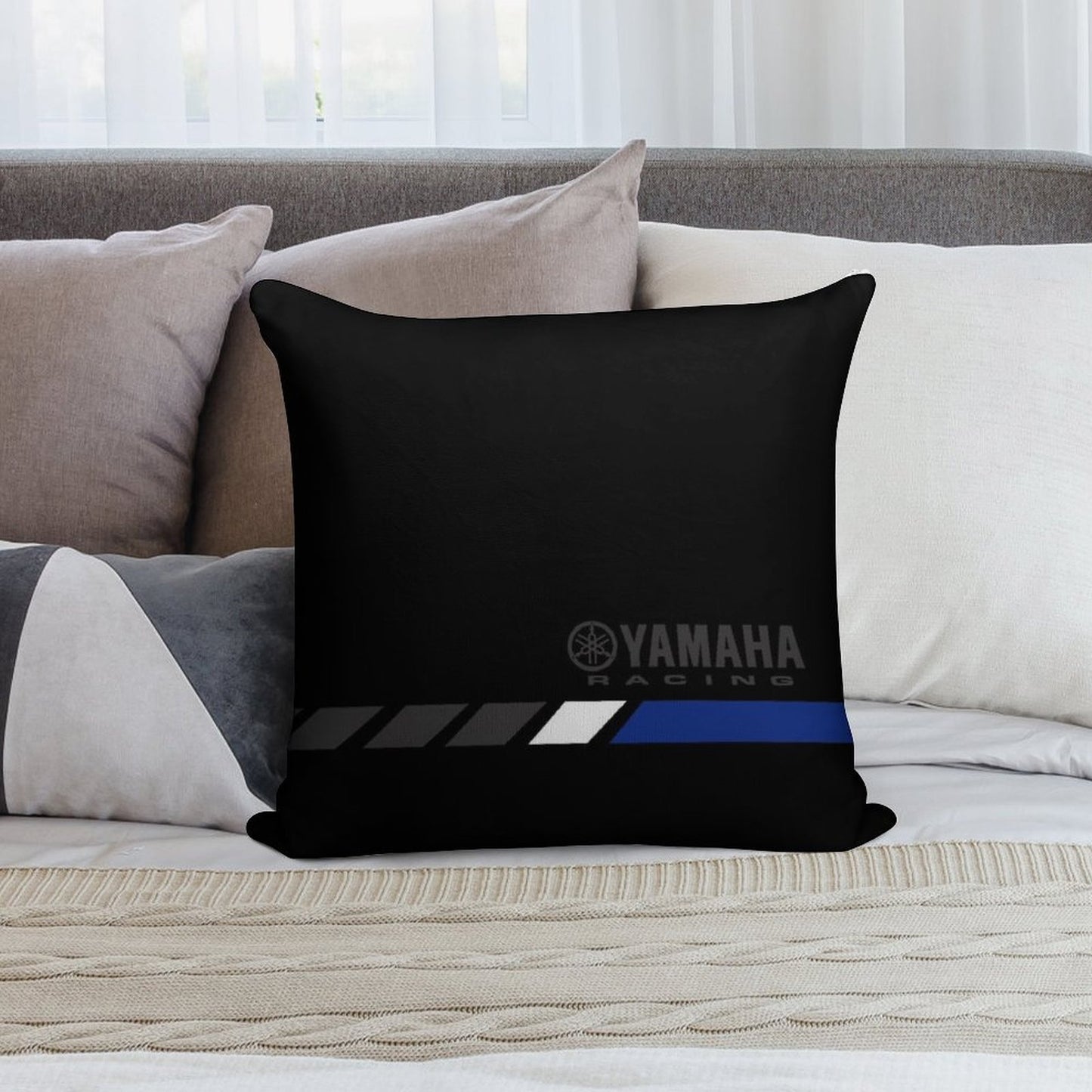 YAMAHA Blue Soft Reinforced Edging Throw Pillow