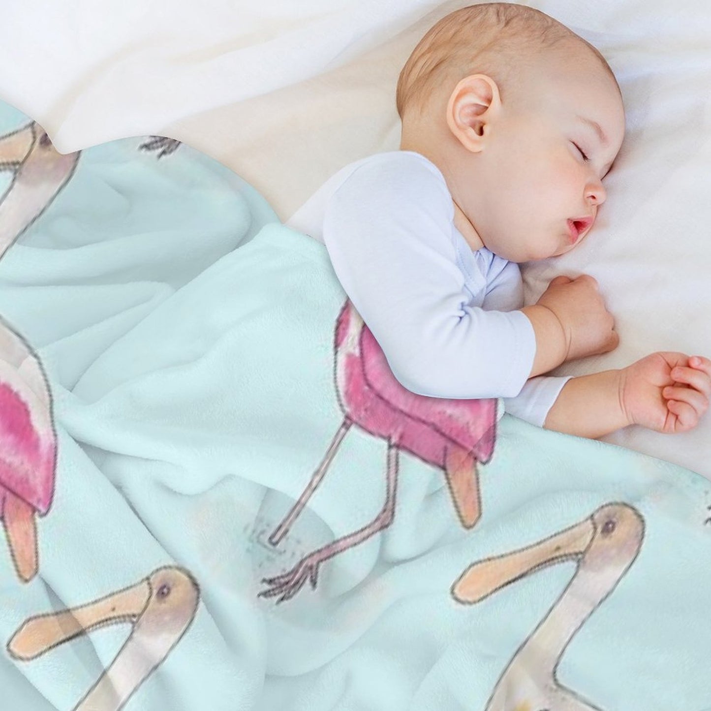 Roseate Spoonbill Bird Species Watercolor Art Compact Throw Blanket