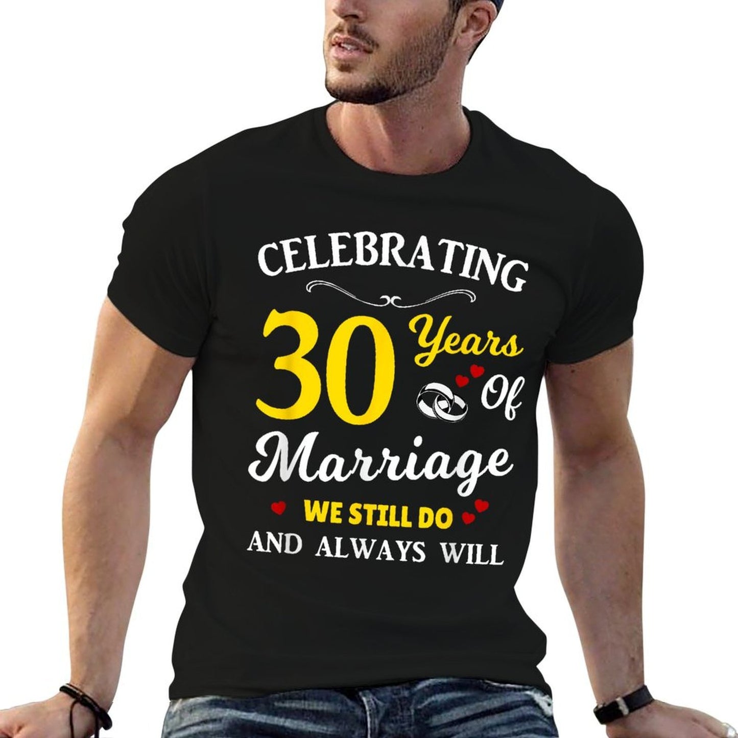 30th Year Wedding Anniversary High-quality Stitching T-Shirt