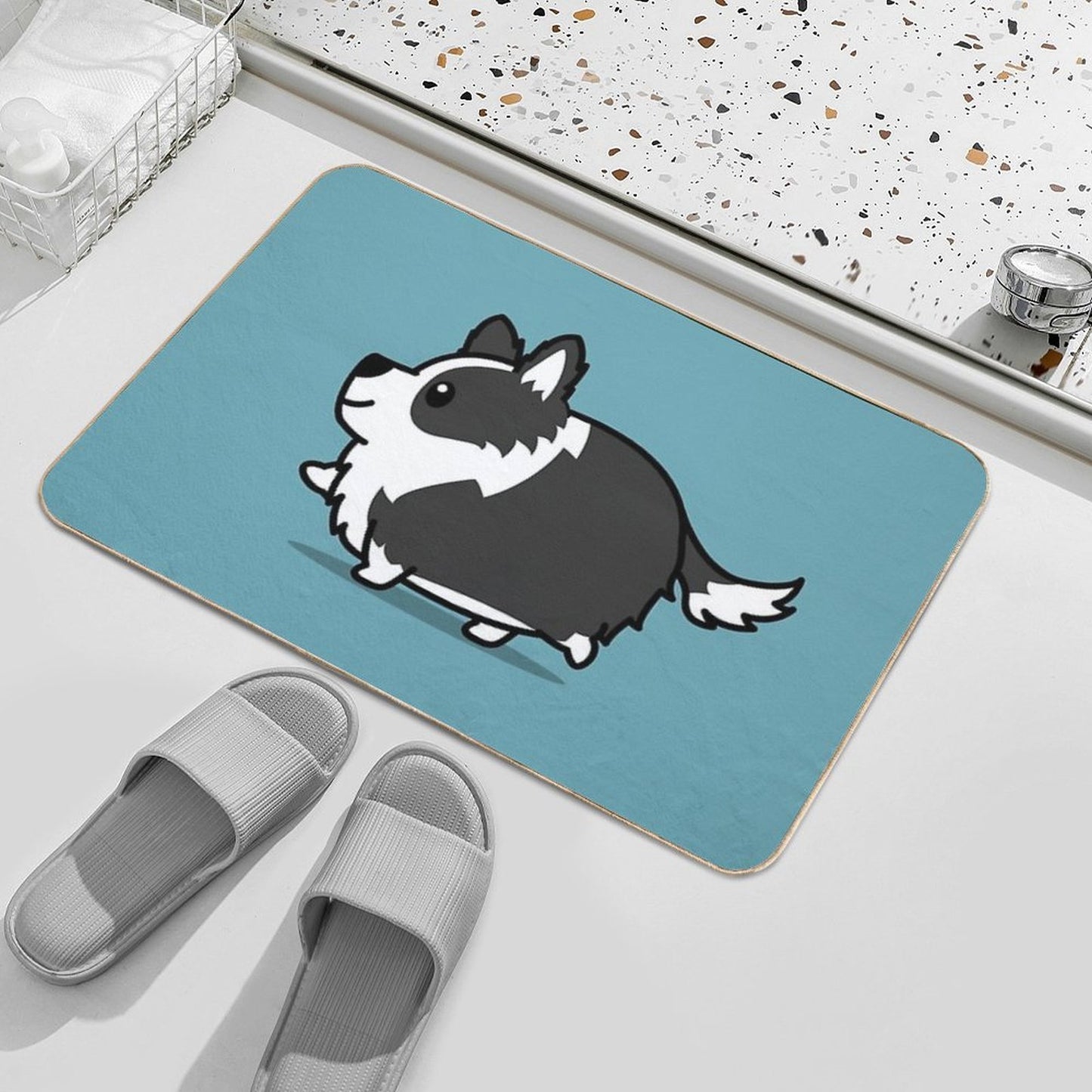 Cute Border Collie Durable Bath Mat